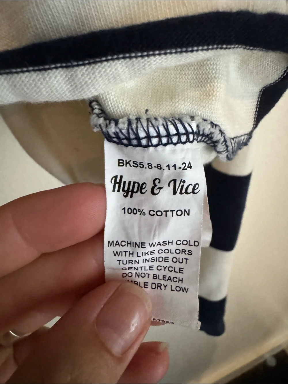 Hype & Vice Striped Rugby Crop Top S Navy White Long Sleeve Collegiate Preppy